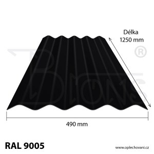 Plechová krytina VLNOVKA 125 cm černá RAL9005 - obr. 1