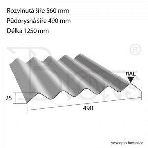 Plechová krytina VLNOVKA 125 cm tmavě šedá RAL7016 - obr. 2
