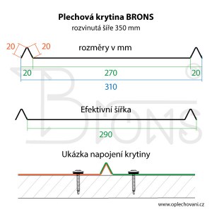 Plechová krytina BRONS 200 cm červenohnědá RAL3009 - obr. 3