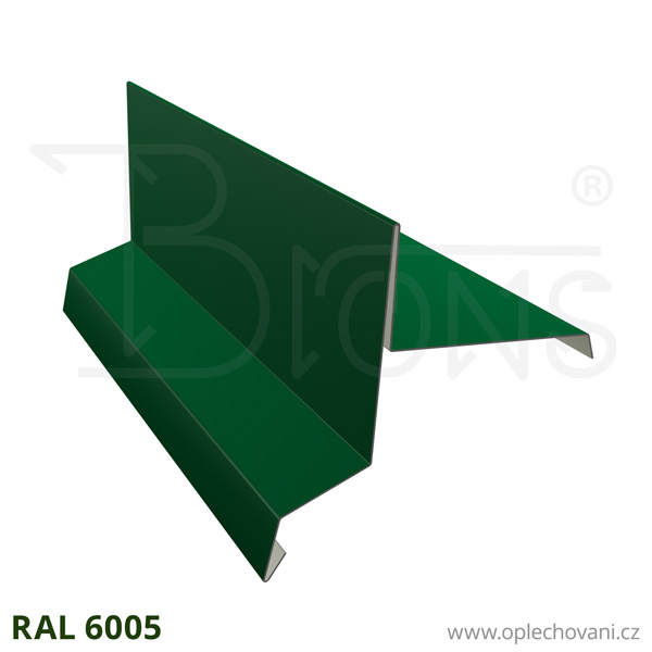Závětrná lišta horní na šindel - rozvinutá šíře 250 mm - tmavě zelená RAL 6005