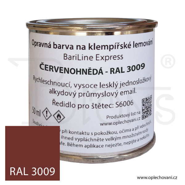 Opravná barva na klempířské lemování 50 ml - červenohnědá - RAL 3009