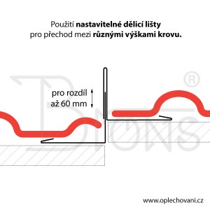 Dělicí lišta nastavitelná rš 440 tmavě hnědá - obr. 3