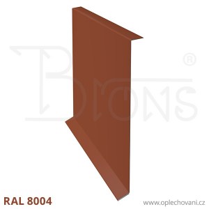 Krycí lišta krajového krovu rš 290 cihlově červená RAL 8004