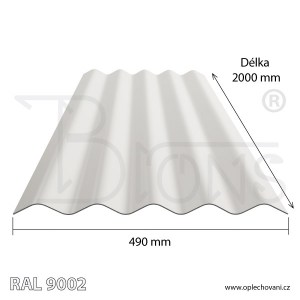 Plechová krytina VLNOVKA šedobílá RAL 9002
