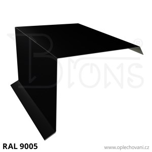 Závětrná lišta horní na plechovou krytinu - rozvinutá šíře 330, černá RAL9005