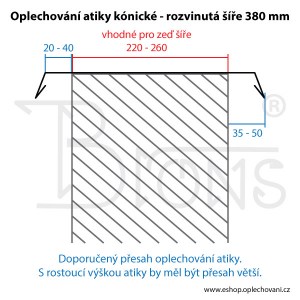 Oplechování atiky kónické rš 380 tmavě šedá (šíře 300) - obr. 4