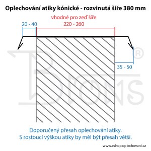 Oplechování atiky kónické rš 380 pozink (šíře 300) - obr. 3
