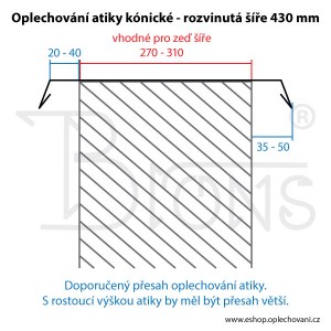 Oplechování atiky kónické rš 430 tmavě zelená (šíře 350) - obr. 4