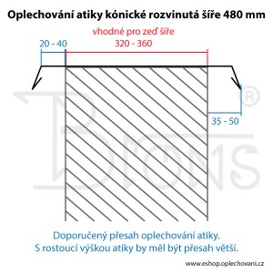 Oplechování atiky kónické rš 480 pozink (šíře 400) - obr. 5