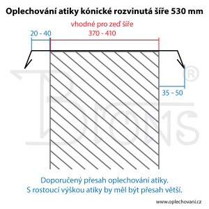 Oplechování atiky kónické rš 530 pozink (šíře 450) - obr. 5