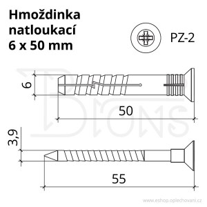Hmoždinka natloukací 6 x 50 mm - obr. 3