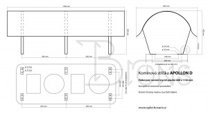 Komínová stříška nerez Apollon D (600x1150) - obr. 2