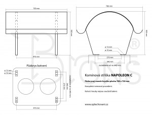 Komínová stříška nerez Napoleon C (780x720) - obr. 3