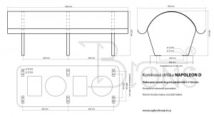 Komínová stříška nerez Napoleon D (650x1150) - obr. 3