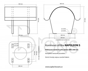 Komínová stříška nerez Napoleon S (580x500) - obr. 2