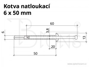 Natloukací kotva kovová 6 x 50 mm - obr. 2