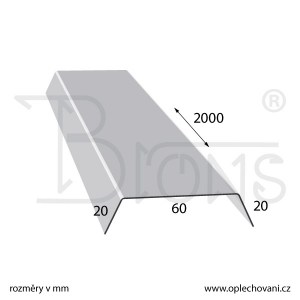 Nerezová atika 20 x 60 x 20, délka 2000 mm tl. 0,8