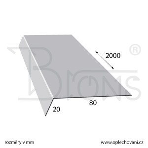 Nerezová okapnice 20 x 80 x 2000 mm tl. 0,8