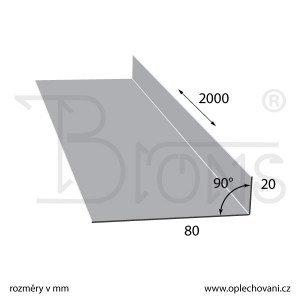 Nerezový roh 20 x 80 x 2000 mm tl. 0,8