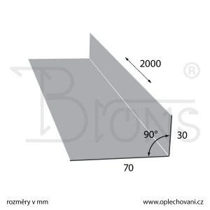 Nerezový roh 30 x 70 x 2000 mm tl. 0,8