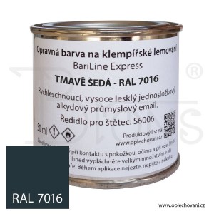 Opravná barva na klempířské lemování 50 ml - tmavě šedá - RAL 7016