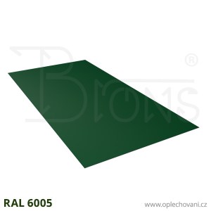 Rovinný plech pozinkovaný lakovaný 1000 x 2000 mm | tmavě zelená RAL 6005