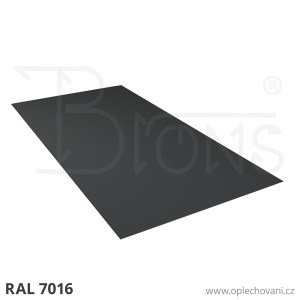 Rovinný plech pozinkovaný lakovaný 1000 x 2000 mm | tmavě šedá RAL 7016
