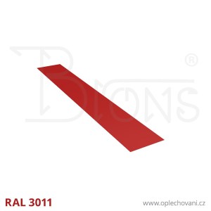 Rovinný plech pozinkovaný lakovaný 300 x 2000 mm | vínově červená RAL 3011