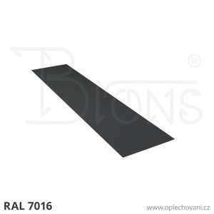 Rovinný plech pozinkovaný lakovaný 450 x 2000 mm | tmavě šedá RAL 7016