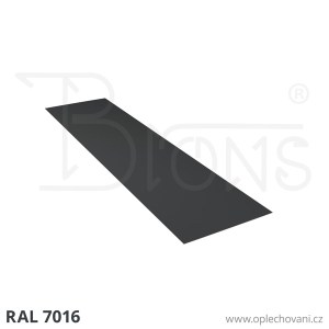 Rovinný plech pozinkovaný lakovaný 500 x 2000 mm | tmavě šedá RAL 7016