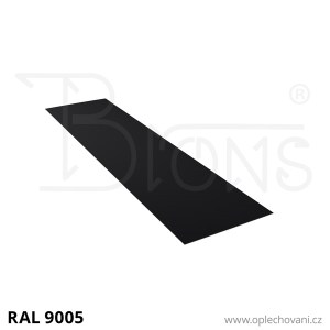 Rovinný plech pozinkovaný lakovaný 500 x 2000 mm | černá RAL 9005