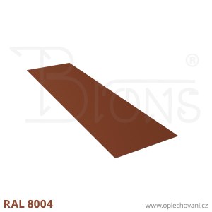 Rovinný plech pozinkovaný lakovaný 550 x 2000 mm | cihlově červená RAL 8004