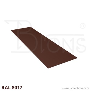 Rovinný plech pozinkovaný lakovaný 600 x 2000 mm | hnědá RAL 8017