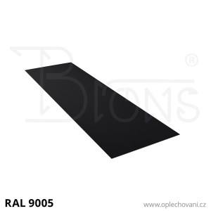 Rovinný plech pozinkovaný lakovaný 600 x 2000 mm | černá RAL 9005
