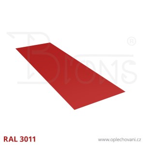 Rovinný plech pozinkovaný lakovaný 650 x 2000 mm | vínově červená RAL 3011