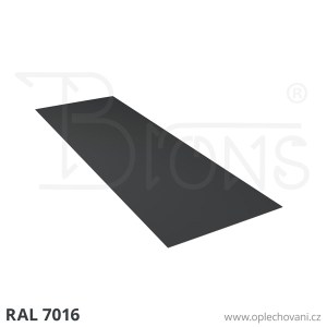 Rovinný plech pozinkovaný lakovaný 650 x 2000 mm | tmavě šedá RAL 7016