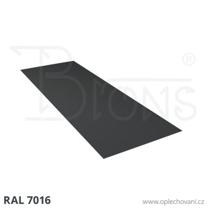 Rovinný plech pozinkovaný lakovaný 700 x 2000 mm | tmavě šedá RAL 7016