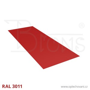 Rovinný plech pozinkovaný lakovaný 750 x 2000 mm | vínově červená RAL 3011