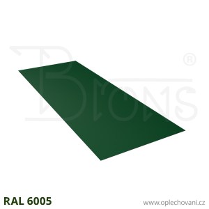 Rovinný plech pozinkovaný lakovaný 750 x 2000 mm | tmavě zelená RAL 6005