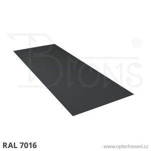 Rovinný plech pozinkovaný lakovaný 750 x 2000 mm | tmavě šedá RAL 7016