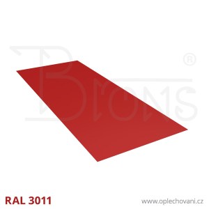 Rovinný plech pozinkovaný lakovaný 800 x 2000 mm | vínově červená RAL 3011