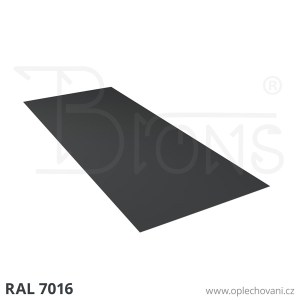 Rovinný plech pozinkovaný lakovaný 800 x 2000 mm | tmavě šedá RAL 7016