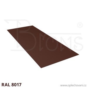 Rovinný plech pozinkovaný lakovaný 800 x 2000 mm | hnědá RAL 8017