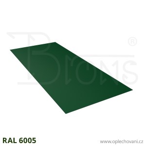 Rovinný plech pozinkovaný lakovaný 850 x 2000 mm | tmavě zelená RAL 6005
