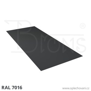 Rovinný plech pozinkovaný lakovaný 850 x 2000 mm | tmavě šedá RAL 7016