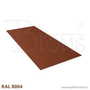 Rovinný plech pozinkovaný lakovaný 850 x 2000 mm | cihlově červená RAL 8004