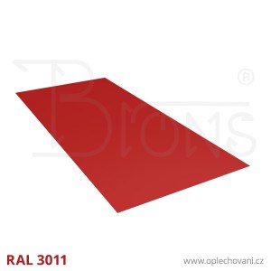 Rovinný plech pozinkovaný lakovaný 900 x 2000 mm | vínově červená RAL 3011