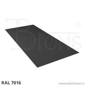 Rovinný plech pozinkovaný lakovaný 900 x 2000 mm | tmavě šedá RAL 7016
