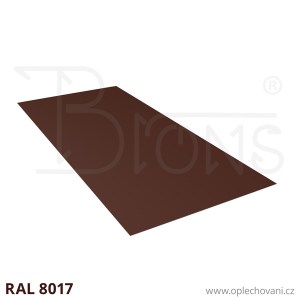 Rovinný plech pozinkovaný lakovaný 900 x 2000 mm | hnědá RAL 8017