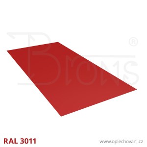 Rovinný plech pozinkovaný lakovaný 950 x 2000 mm | vínově červená RAL 3011